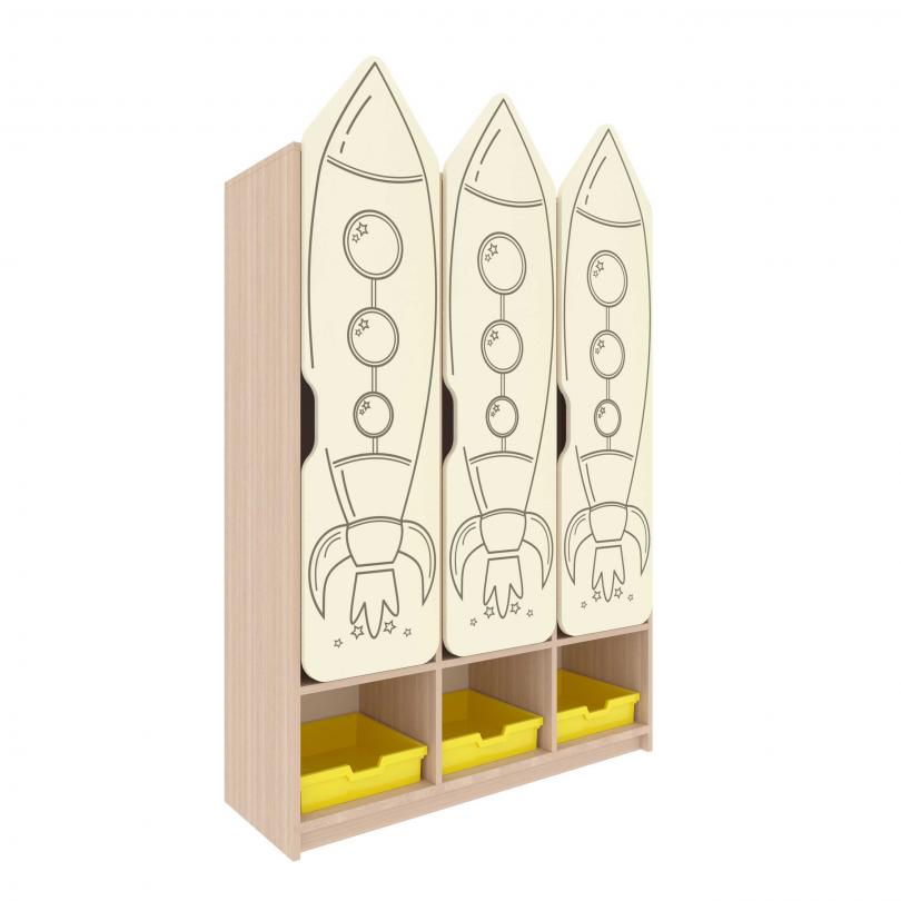 Шафа дитяча 3-місна з оригінальним тематичним фотодруком "Таємничий всесвіт" з пластиковими лотками для взуття та приладдя,(ТОВ ‘’АЛМАНТ’’),1036х400хх1585 мм.